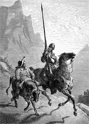 Crédito da imagem: Wikipedia | D. Quixote e Sancho Pança (ilustração de Gustave Doré)
