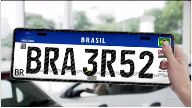 Crédito da imagem: G1 / modelo de placas padrão Mercosul 