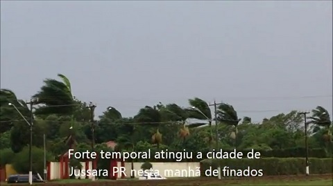 Forte tempestade e vendaval em Jussara PR neste dia de finados | Imagem: JB Treinamento