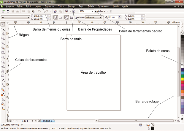 Área de trabalho do CorelDraw X5